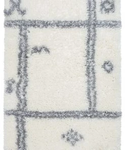 Miss Amara Makara Ivory And Grey Tribal Shag Indoor Mat All Rugs