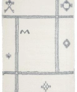 Miss Amara Makara Ivory And Grey Tribal Shag Rug All Rugs