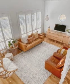 Miss Amara All Rugs Makeda Ivory And Grey Distressed Tribal Rug