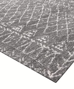 Miss Amara All Rugs Malaika Charcoal Tribal Pattern Flatweave Rug