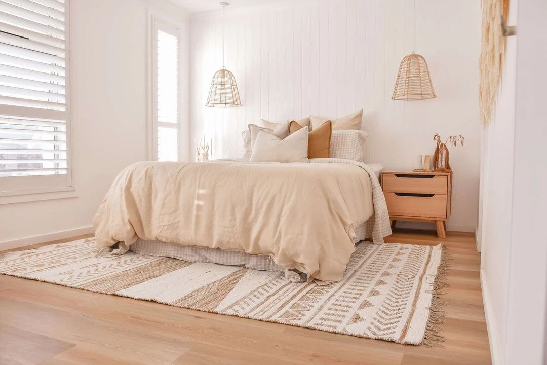 Miss Amara All Rugs Marilia White And Natural Jute Blend Tribal Print Rug