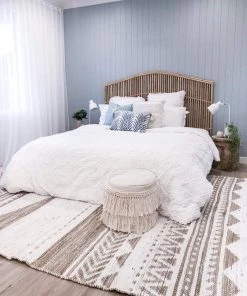 Miss Amara All Rugs Marilia White And Natural Jute Blend Tribal Print Rug