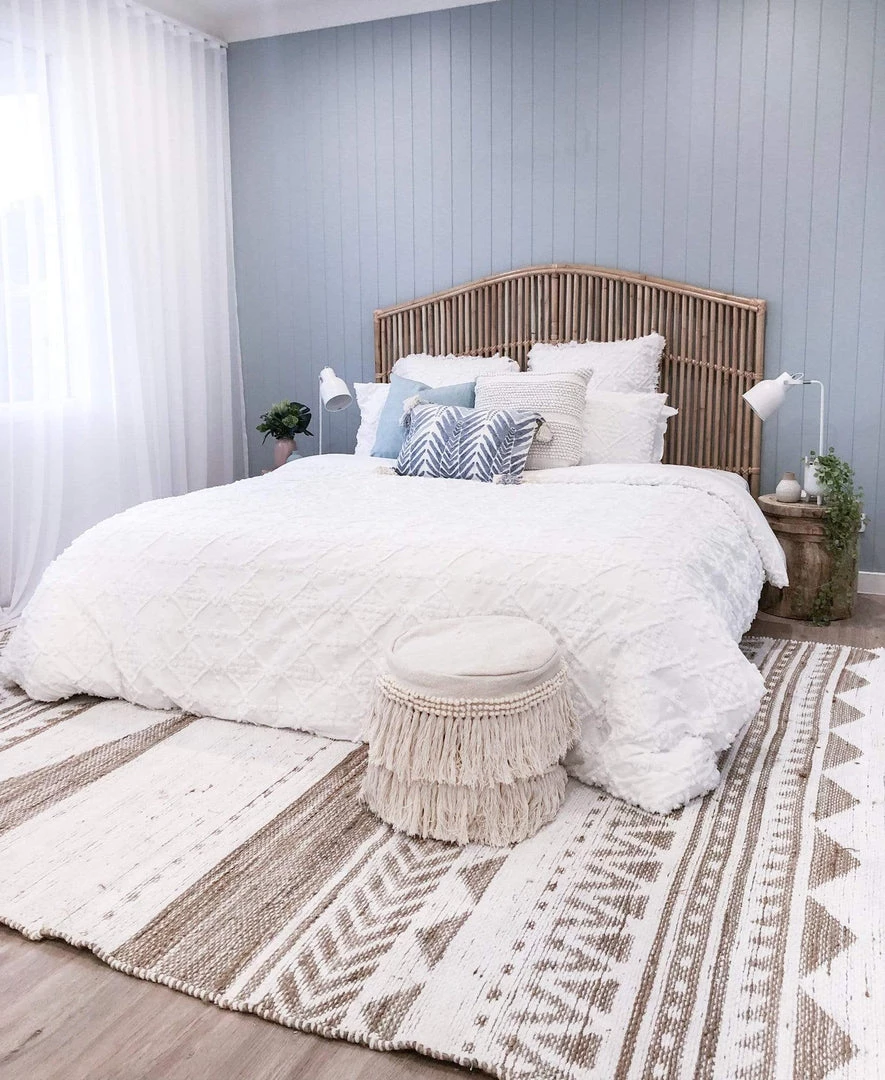 Miss Amara All Rugs Marilia White And Natural Jute Blend Tribal Print Rug