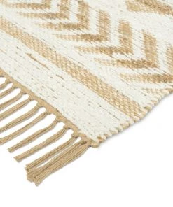 Miss Amara Marilia White And Natural Jute Blend Tribal Print Runner Rug All Rugs