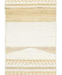 Miss Amara Marilia White And Natural Jute Blend Tribal Print Runner Rug All Rugs