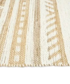 Miss Amara Marilia White And Natural Jute Blend Tribal Print Runner Rug All Rugs