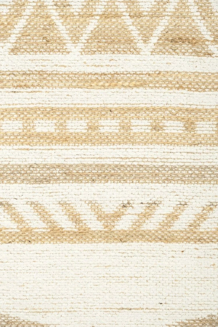 Miss Amara Marilia White And Natural Jute Blend Tribal Print Runner Rug All Rugs