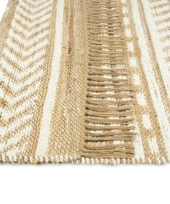 Miss Amara All Rugs Marilia White And Natural Jute Blend Tribal Print Rug