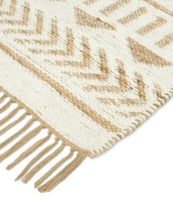 Miss Amara All Rugs Marilia White And Natural Jute Blend Tribal Print Rug