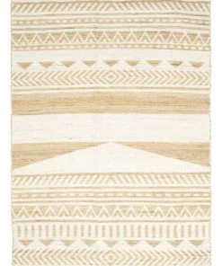 Miss Amara All Rugs Marilia White And Natural Jute Blend Tribal Print Rug