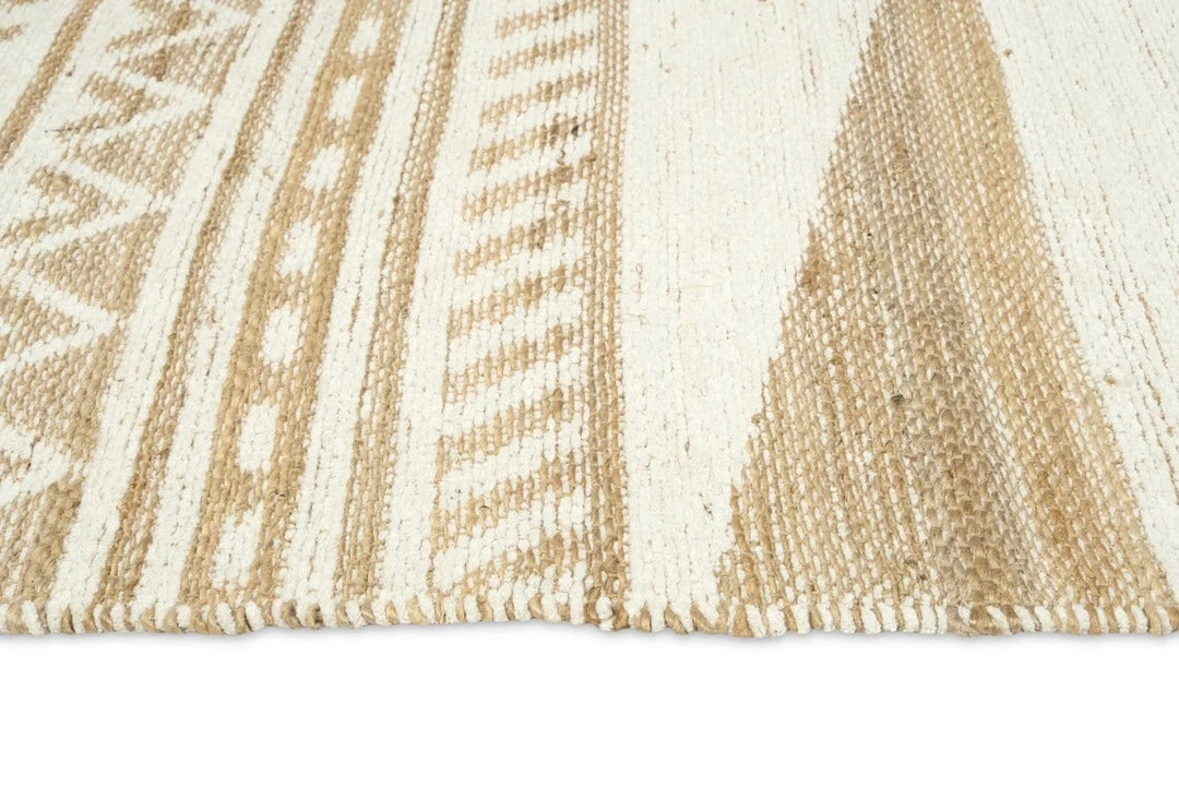 Miss Amara All Rugs Marilia White And Natural Jute Blend Tribal Print Rug