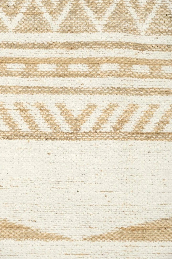 Miss Amara All Rugs Marilia White And Natural Jute Blend Tribal Print Rug