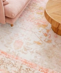 Miss Amara Marissa Orange Peach And Cream Medallion Washable Rug