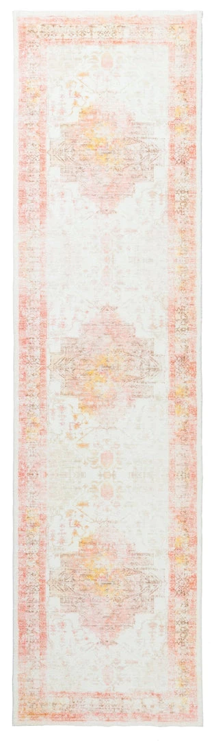 Miss Amara Marissa Orange Peach And Cream Medallion Washable Runner Rug All Rugs