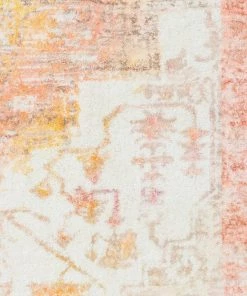 Miss Amara Marissa Orange Peach And Cream Medallion Washable Rug