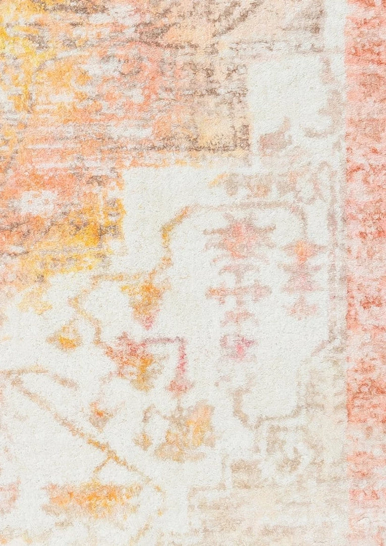 Miss Amara Marissa Orange Peach And Cream Medallion Washable Runner Rug All Rugs