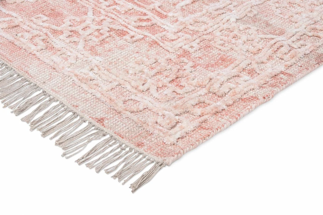 Miss Amara All Rugs Marloe Pink Peach And Beige Floral Distressed Rug