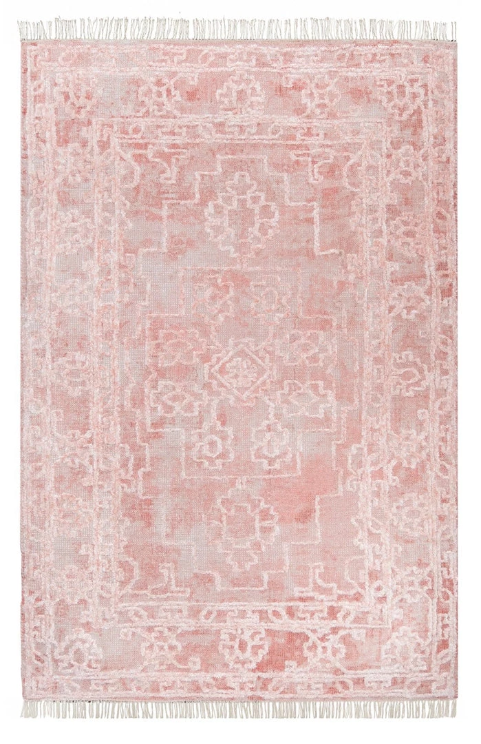 Miss Amara All Rugs Marloe Pink Peach And Beige Floral Distressed Rug