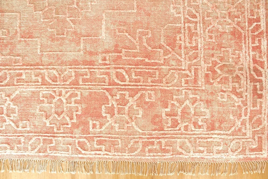 Miss Amara All Rugs Marloe Pink Peach And Beige Floral Distressed Rug