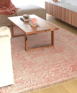 Miss Amara All Rugs Marloe Pink Peach And Beige Floral Distressed Rug
