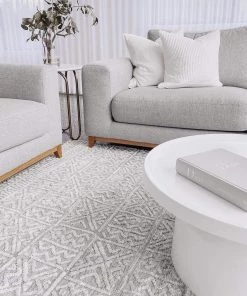 Miss Amara Melia Grey And Ivory Tribal Textured Rug