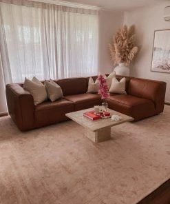 Miss Amara Melinda Blush Peach Geometric Viscose Rug