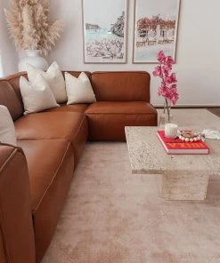 Miss Amara Melinda Blush Peach Geometric Viscose Rug