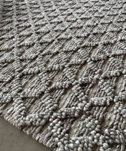 Miss Amara Mia Grey Leaflets Wool Blend Rug All Rugs