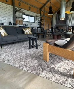 Miss Amara Mia Grey Leaflets Wool Blend Rug All Rugs