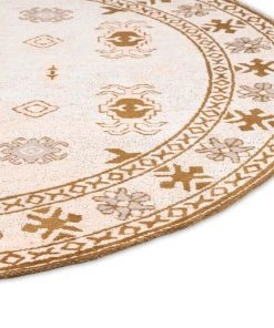 Miss Amara Mimi Peach And Beige Tribal Round Rug