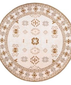 Miss Amara Mimi Peach And Beige Tribal Round Rug