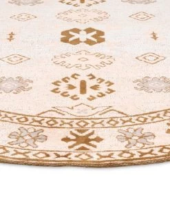 Miss Amara Mimi Peach And Beige Tribal Round Rug