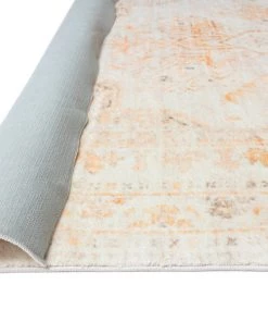 Miss Amara Mina Orange And Cream Transitional Washable Runner Rug All Rugs