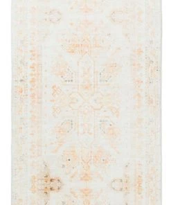 Miss Amara Mina Orange And Cream Transitional Washable Runner Rug All Rugs