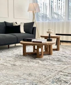 Miss Amara Mira Lustrous Grey Tan And Blue Ornate Rug All Rugs