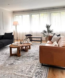 Miss Amara Mira Lustrous Grey Tan And Blue Ornate Rug All Rugs