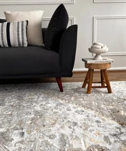 Miss Amara Mira Lustrous Grey Tan And Blue Ornate Rug All Rugs