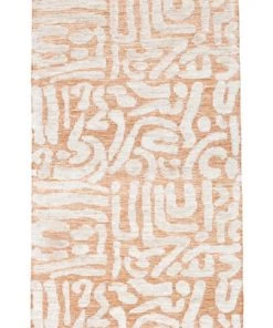 Miss Amara Miranda Peach And Cream Transitional Tribal Runner Rug