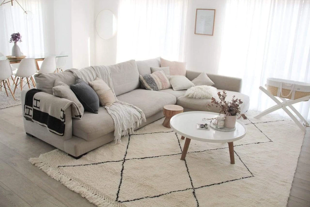 Miss Amara Misha Tribal Pattern Berber Wool Shag Rug All Rugs