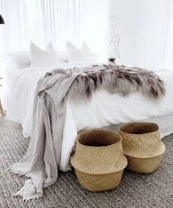 Miss Amara Moa Grey Herringbone Braided Wool Rug All Rugs