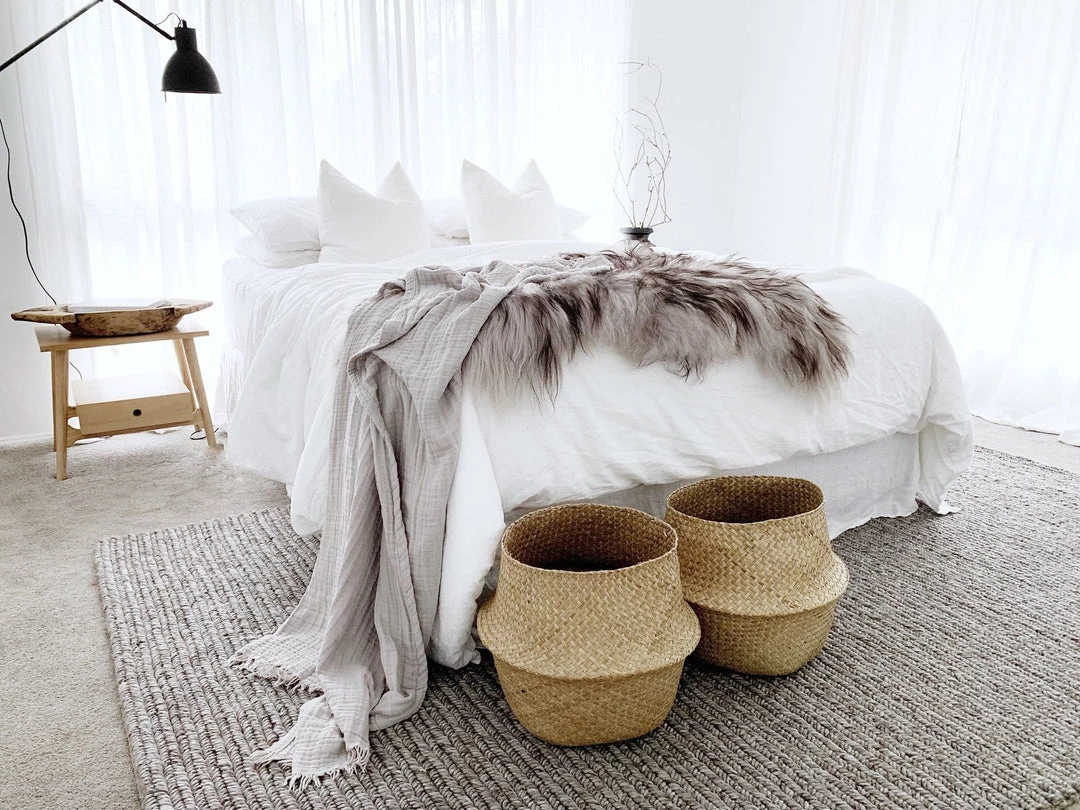 Miss Amara Moa Grey Herringbone Braided Wool Rug All Rugs