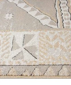 Miss Amara Moema Beige And Grey Transitional Tribal Runner Rug