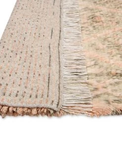 Miss Amara Monika Peach And Green Abstract Diamond Wool Rug