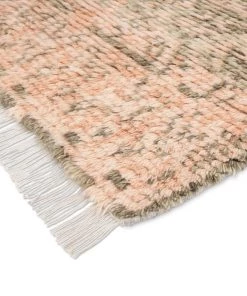 Miss Amara Monika Peach And Green Abstract Diamond Wool Rug