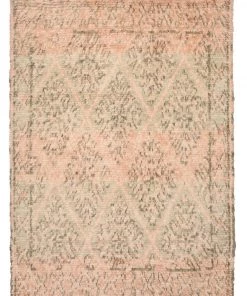 Miss Amara Monika Peach And Green Abstract Diamond Wool Rug