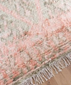 Miss Amara Monika Peach And Green Abstract Diamond Wool Rug