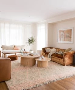 Miss Amara Monika Peach And Green Abstract Diamond Wool Rug