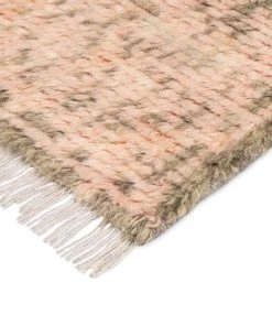 Miss Amara All Rugs Monika Peach And Green Abstract Diamond Wool Runner Rug
