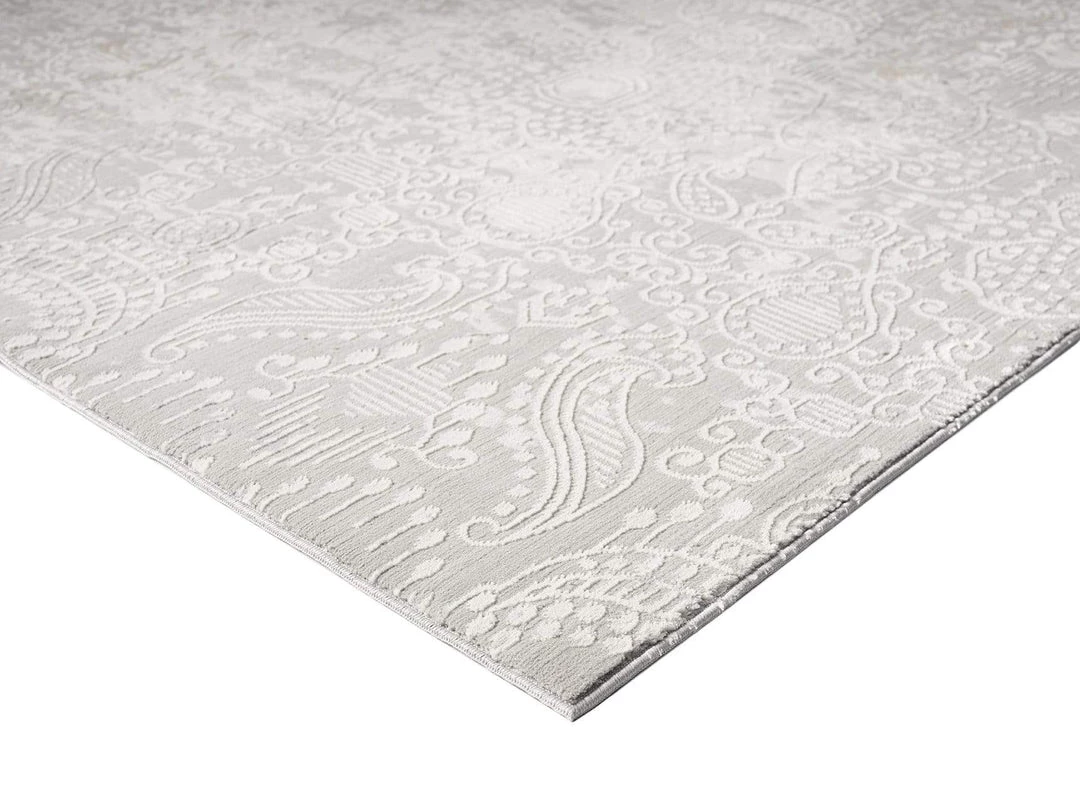 Miss Amara Montana Grey And Ivory Distressed Floral Rug