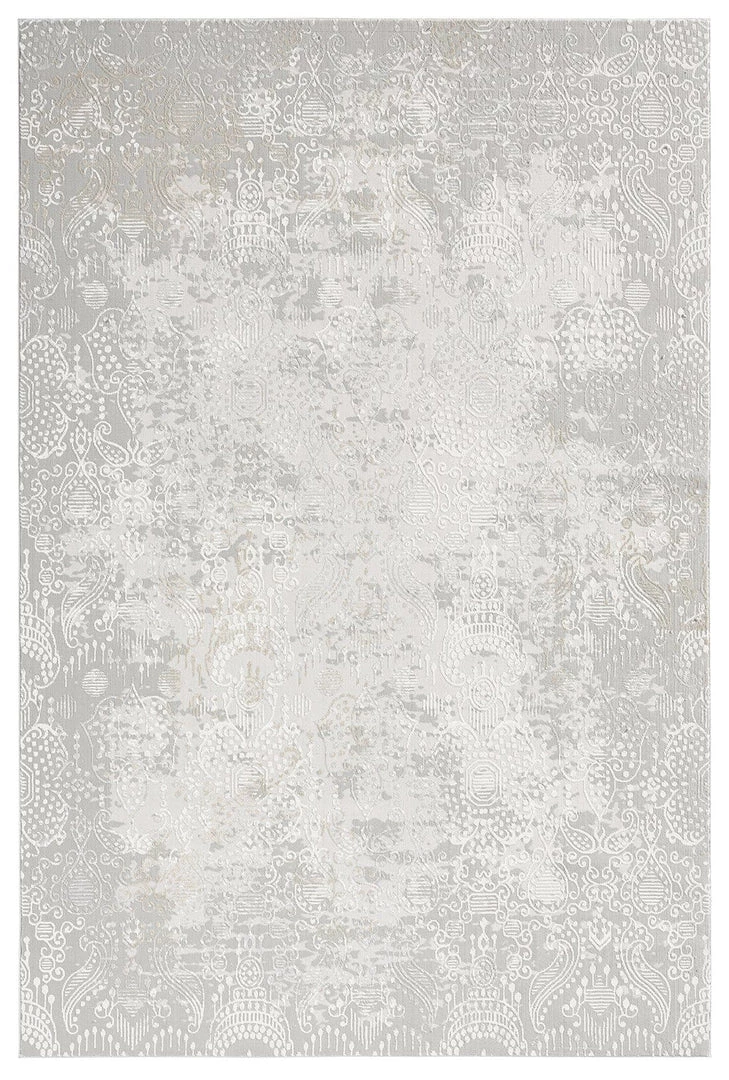 Miss Amara Montana Grey And Ivory Distressed Floral Rug